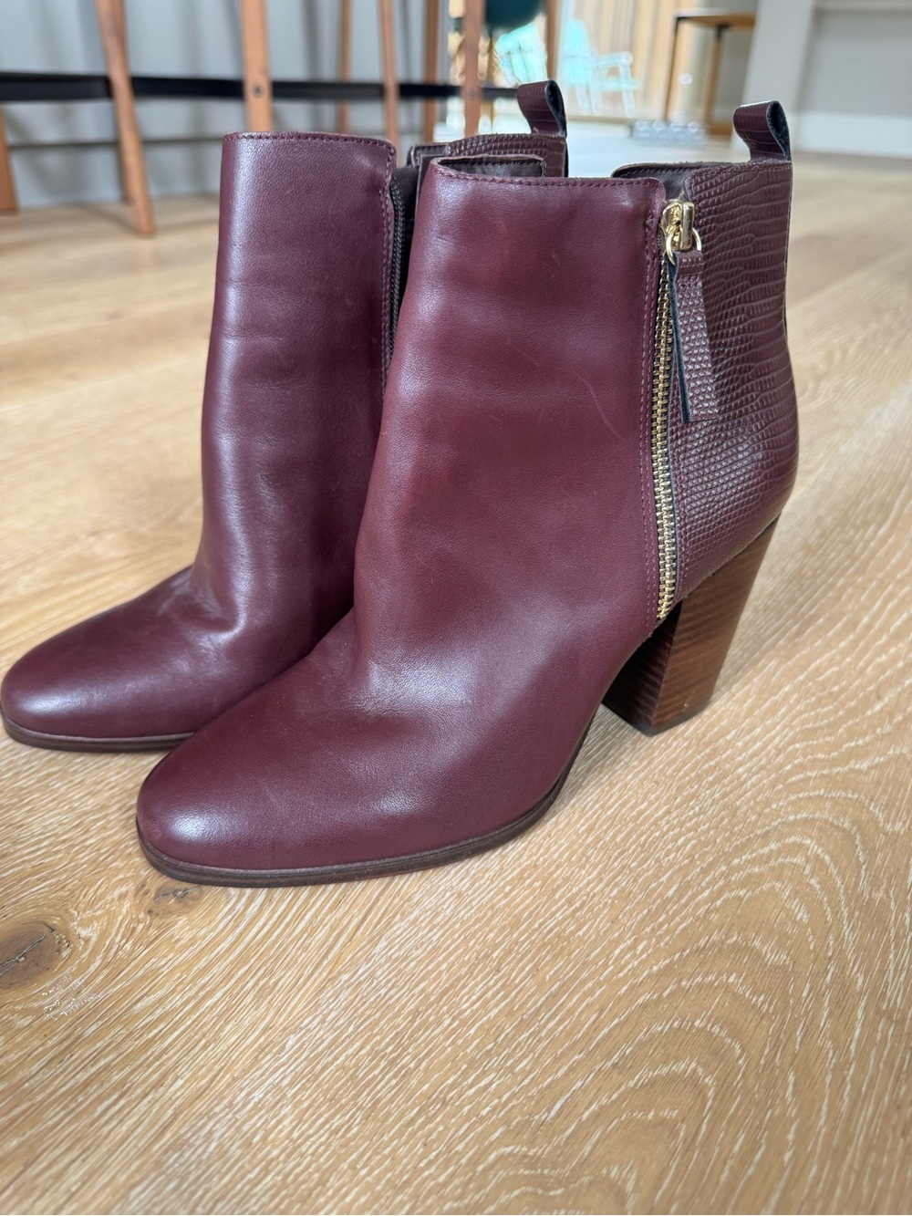 Aldo Burgundy Ankle Boots with Side Zip